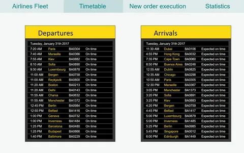 XXX123 Flight Schedule
